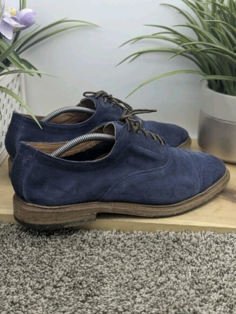 Frye Paul Bal Blue Suede Lace Up Men's Size 11D Oxford Casual Dress Shoes